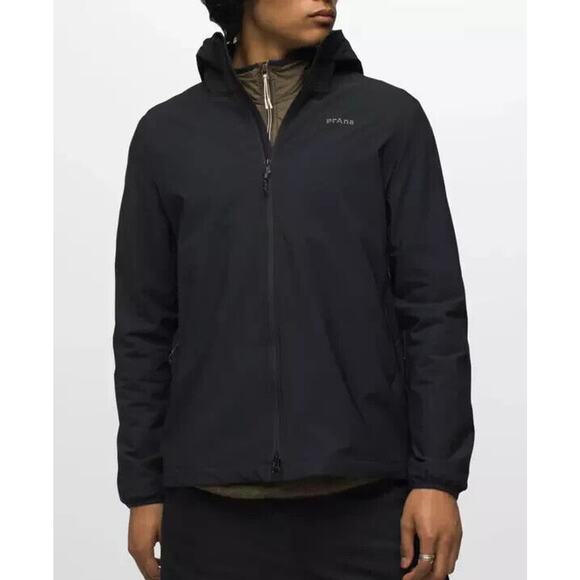 NWT prAna MEN'S BLACK STRETCH ZION AT JACKET HOODED‎ COAT SZ MEDIUM - Picture 1 of 7